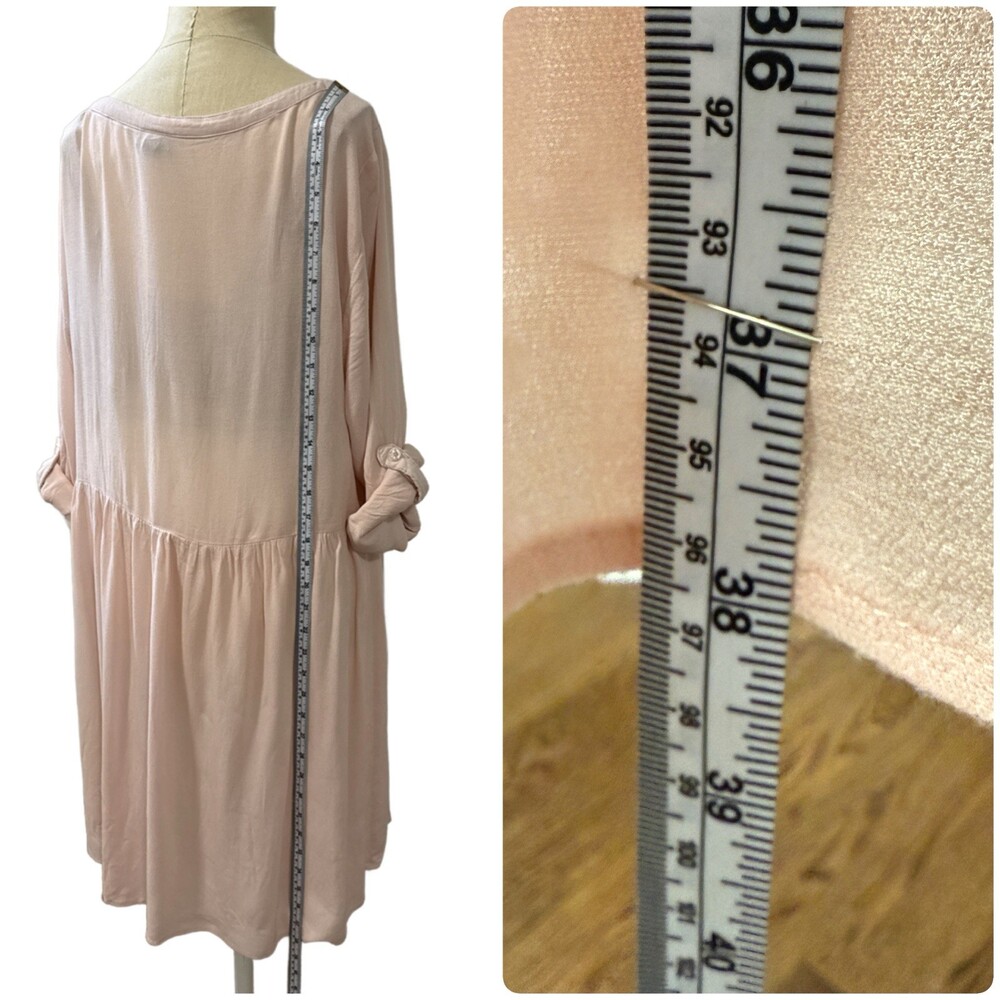TORRID Dress Ballet Pink Embroidered Cottagecore Boho Roll Tab Button Up Plus 3X - Picture 6 of 12